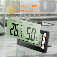 Termómetro Higrómetro Digital con Pantalla LCD Grande y Función de Memoria de Máxima y Mínima en Color Negro para Habitación, Invernadero, Mesa