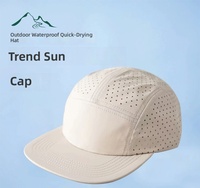Casquette de sport à 5 panneaux perforée au laser, séchage rapide, protection solaire UPF50+, casquette de baseball pour homme, personnalisable, faible MOQ, 100% polyester, réglable