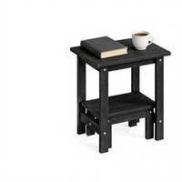 Ensemble de 2 tables d'appoint modernes en plastique HDPE pour l'extérieur, résistantes à l'eau et au soleil, aspect bois, pour patios et jardins