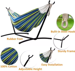 <span class=keywords><strong>Hamac</strong></span> avec <span class=keywords><strong>support</strong></span> amovible, comprend un sac de transport portable, adapté pour la cour, le camping, capacité de 450 lb - Product Image 2