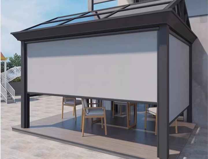 Customize Windproof Zip Track Electric Zip Roll Blinds Outdoor Patio ...