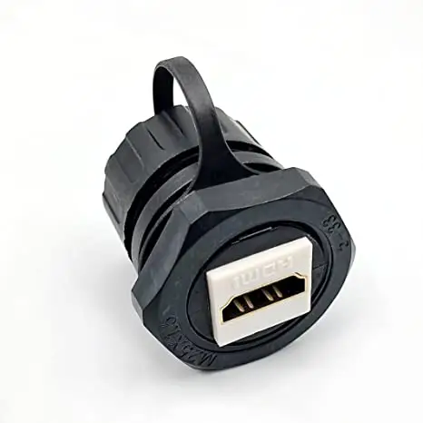 [GIET] pour connecteur étanche HDMI, montage sur panneau M25 coupleur de cloison HDMI femelle à femelle avec capuchon anti-poussière étanche
