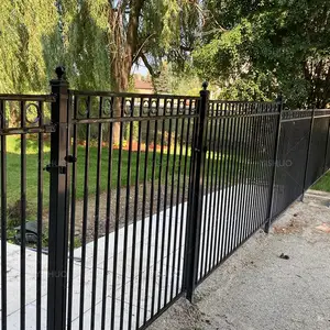 Cheap Heavy Duty Security Galvanized And Powder Coated Corten Steel Fence Metal Wrought Iron Fence Panels Design For Sale