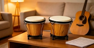 Set di Bongo Portatili da 6+7 Pollici in Legno di Quercia con Finitura Opaca Naturale e Pelle di Pecora Vera, Percussioni Manuali per Educazione Musicale Orff - Product Image 6