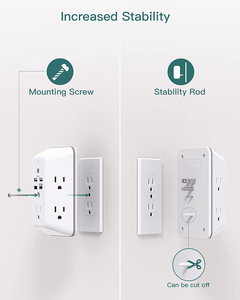 Grifo de pared de 5 vías con luz nocturna, módulo de cargador USB múltiple, tira de extensión de electricidad, <span class=keywords><strong>fuente</strong></span> de alimentación múltiple - Product Image 3