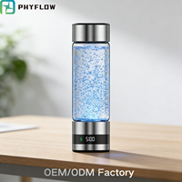 Bouteille d'eau infusée d'hydrogène 460 ml en verre, technologie SPE PEM 2500PPB, personnalisable rapidement, en stock, fabricant USA