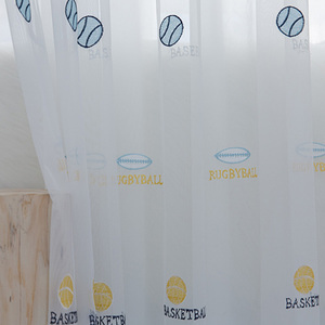 Disegno nordico minimalista bianco <span class=keywords><strong>tende</strong></span> di garza per i ragazzi ragazze camere da letto del fumetto ricamo di calcio tecnica intrecciata per la baia - Product Image 4