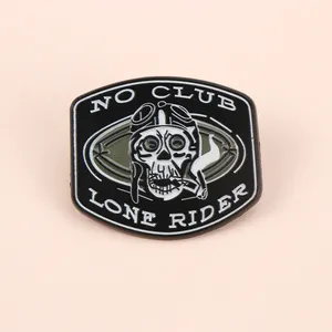 Shmik Punk Fumer Crâne avec Lettres NO CLUB LONE RIDER Émail Métal Drôle Pins Broches Badges Sac À Dos Vêtements DIY Patch - Product Image 1