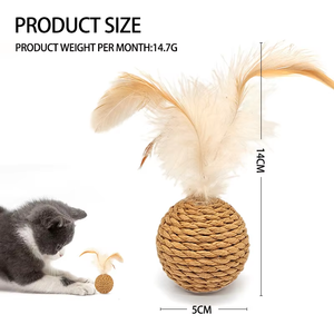 Jouet <span class=keywords><strong>pour</strong></span> <span class=keywords><strong>chat</strong></span> en sisal, baguette à plumes, outil d'auto-entretenissement <span class=keywords><strong>pour</strong></span> chatons et chats adultes, jouet à ressort <span class=keywords><strong>pour</strong></span> intérieur, jouet à lancer, vente en gros - Product Image 2