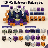 Lot de 100 blocs de construction magnétiques Halloween en ABS, aimants puissants, jouet éducatif STEM pour le jeu de rôle, vente en gros UE/US