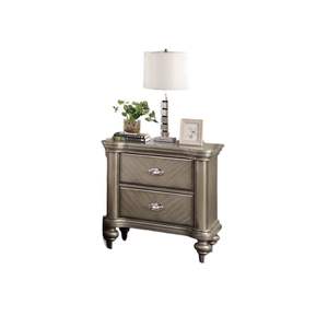 DB Luxury Classic <b>Antique</b> Silver / Champagne Finish 1pc Nightstand Bedroom Furniture with Storage Space <b>Bedside</b> <b>Table</b> - Product Image 5