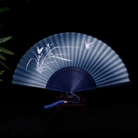 Éventail pliant traditionnel chinois, motif paysage, danse classique, artisanat en bambou et tissu, éventail pliant pour étudiant, pour mariage/diplôme