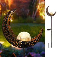 Extérieur Étanche Solaire Métal Fer Lune Lumière Ramadan Festival Décoration Verre Globe Piquet Lampes Jardin Parc Rue Paysage