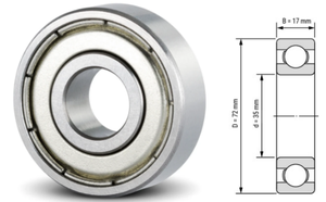 Cuscinetto a Sfera 6207ZZ 35x72x17mm con Doppia Schermatura Metallica in Acciaio GCr15 per Motori, Pompe, Ventilatori e Macchinari Agricoli - Product Image 2