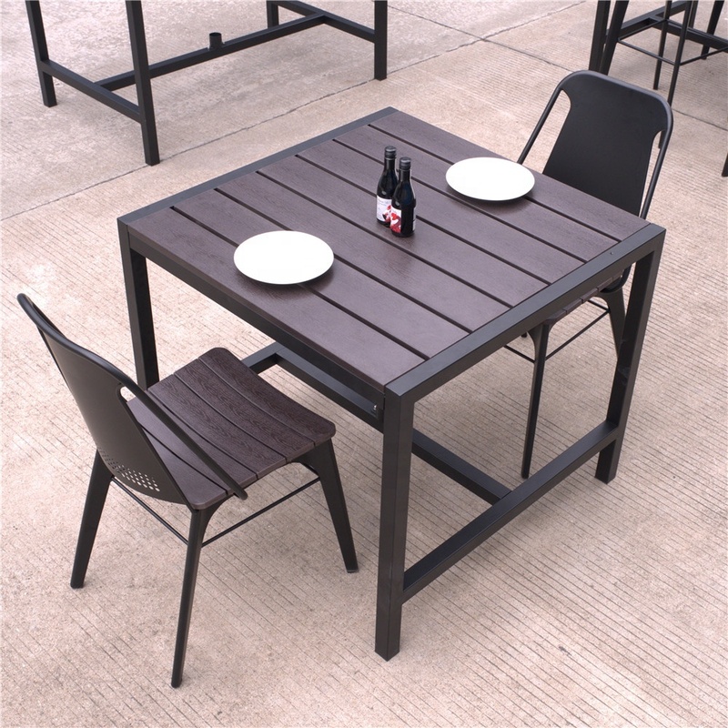 Indoor Outdoor Steel Frame Teak Dining