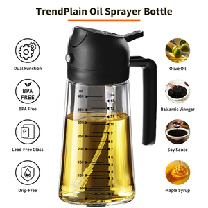 Set Dispenser Olio e Aceto in Vetro <span class=keywords><strong>per</strong></span> <span class=keywords><strong>Cucina</strong></span>, Spruzzino da 16oz con Coperchi Neri e Rosa Caldo - Product Image 5