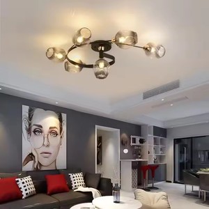 Lampes de plafond LED modernes avec abat-jour <span class=keywords><strong>en</strong></span> <span class=keywords><strong>verre</strong></span>, salon, salle à manger, éclairage domestique, lustre <span class=keywords><strong>en</strong></span> <span class=keywords><strong>verre</strong></span>, luminaire de plafond - Product Image 5