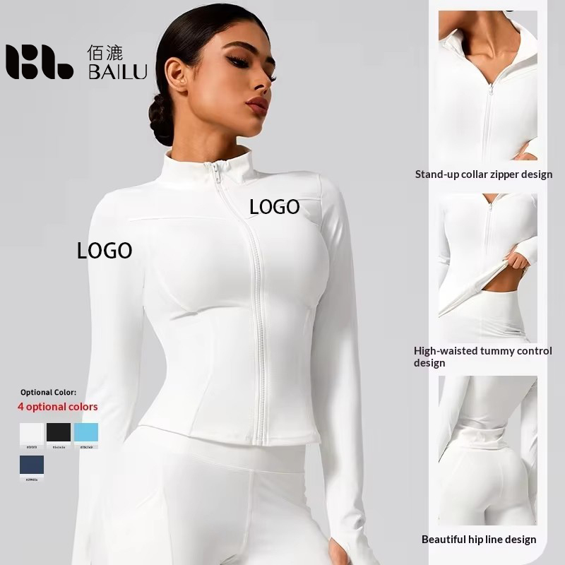 High Elastic Sweat-Wicking Solid Simple Yoga Clothing Outdoor Running Sports Jacket Slimming Fitness Top Long Sleeve Women