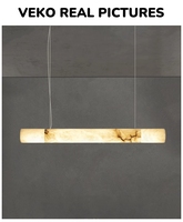 Lustre VEKO en albâtre, tube rond, simple, en marbre, pour salle à manger