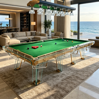 Table de billard de luxe en verre miroir de style italien 7ft/8ft/9ft pour salon de prestige