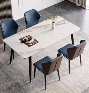 Conjunto de Mesa y Sillas de Comedor de Piedra Sinterizada Nórdica, Moderno, Simple, Rectangular, para Cafetería y Restaurante - Product Image 2