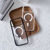 Étui de téléphone 2-en-1 en TPU+PC magnétique robuste et durable pour 17 Pro Max, dos transparent, pare-chocs souple anti-chute
