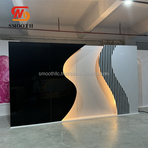 ฉากหลังงานแต่งงานอะคริลิคสีดำขาว สไตล์ใหม่หรูหรา พร้อมไฟ LED ฉากหลังอะคริลิค PVC - Product Image 5