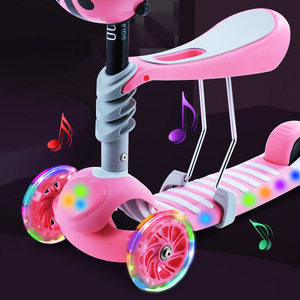 Trottinette enfant 5 en 1 avec siège bleu vert rose, hauteur réglable, à partir de 12 mois - Product Image 2