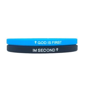 Pulsera de Silicona Ecológica con Grabado en Relieve, Diseño Cristiano, Ancho de 5 mm, Delgada, Deportiva, con la Frase 'GOD IS FIRST I AM SECOND', Disponible al por Mayor - Product Image 5