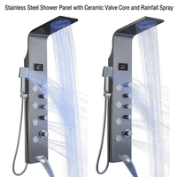 Colonne de douche thermostatique murale en acier inoxydable avec panneau de douche pluie et cascade, ensemble de robinetterie de salle de bain