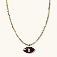 Nouveau collier de perles en pierre naturelle incrusté de zircon avec pendentif œil de démon - Accessoires de mode luxueux et populaires pour colliers