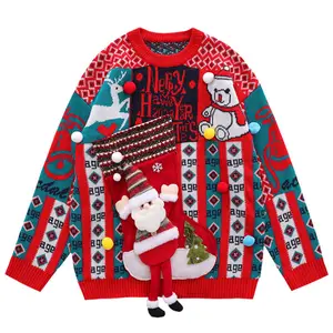 Custom Unisex Ugly Christmas Sweatshirt Men Sweater Unisex Clothes Couple Matching Christmas Festival Dear Sweater