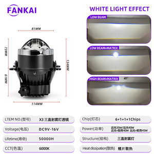 ไฟตัดหมอกแบบลำแสงคู่ LED 6000K 55W 12V ใช้ได้กับรถยนต์ทั่วไป ติดตั้งเพิ่มเติม กันน้ำ - Product Image 3