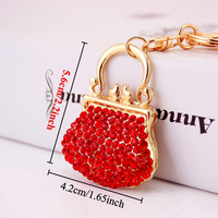 Porte-clés mini sac à main en strass scintillant, breloque de sac à dos en cristal étincelant avec fermoir cœur, cadeaux de Saint-Valentin