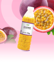 Jus de fruit de la passion faiblement acidulé en gros, purée de fruit de la passion stérilisée faible en gras 1kg*12 bouteilles/boîte pour petit-déjeuner, pot de petit-déjeuner, hôtel