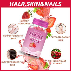 Produits de beauté en marque blanche : Compléments antioxydants, Gummies pour <span class=keywords><strong>cheveux</strong></span>, peau <span class=keywords><strong>et</strong></span> <span class=keywords><strong>ongles</strong></span>, Gummies de croissance capillaire à la biotine <span class=keywords><strong>et</strong></span> multivitamines - Product Image 4