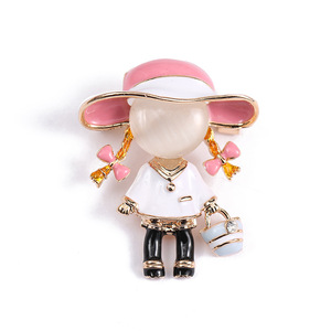 Broche de liga de desenho criativo, broche de personagem de desenho animado, melancia fofa comendo, desenho de pintor para meninas - Product Image 1