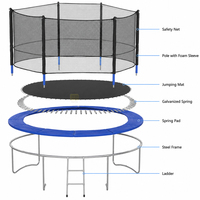 Filet de sécurité pour trampoline de jardin haut de gamme, ressorts robustes, pour fitness extérieur, saut familial, usage commercial, imperméable et écologique