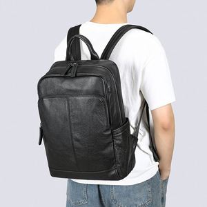 Wholesale Custom Genuine <b>Leather</b> Unisex Waterproof Zipper <b>Large</b> Capacity <b>Backpack</b> USB Business Casual Laptop Use Outdoor Travel - Product Image 6