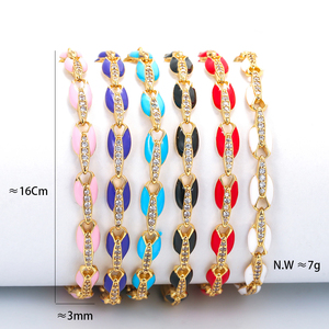 <span class=keywords><strong>Bracelet</strong></span> à breloques réglable en cuivre plaqué <span class=keywords><strong>or</strong></span> avec zircon, chaîne à maillons en forme <span class=keywords><strong>de</strong></span> grains <span class=keywords><strong>de</strong></span> <span class=keywords><strong>café</strong></span> en émail néon coloré, design bohème pour femmes - Product Image 4