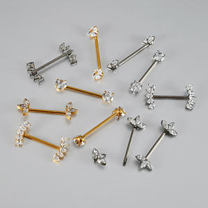 Anillos de Titanio G23 para <span class=keywords><strong>Piercing</strong></span> de Pezón, Joyería Corporal de Moda, <span class=keywords><strong>Piercing</strong></span> Sexy para el Pecho, Chapado en Oro con Circonita, Joyería de <span class=keywords><strong>Piercing</strong></span> Personalizada, Regalo - Product Image 3