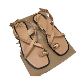 <span class=keywords><strong>Sandales</strong></span> plates à bride fine pour femmes, vente chaude, <span class=keywords><strong>sandales</strong></span> d'été ZA pour femmes, combinaison de boucles - Product Image 2