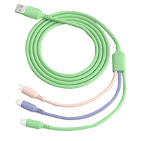 Cable de Carga Rápida 3 en 1, Cable USB de Silicona Líquida para iPhone, Android Tipo C, 100W, Sincronización de Datos, Cable de Silicona Líquida de Viaje