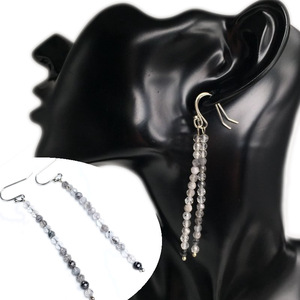 Crystal Zircon Tassel Earrings for Women Cut Corner 4mm Stone Beads, Long Dangle Earring Handmade Accessories Trendy Ear Jewelry - Product Image 6