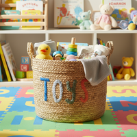 Panier de rangement léger et mignon en corde de papier tressée, idéal pour la chambre d'enfant, sans danger pour les aliments