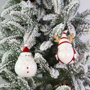 <span class=keywords><strong>Adornos</strong></span> Navideños Colgantes de Cerámica, Muñecos de Nieve y Gnomos Impresos a Mano, Colgante <span class=keywords><strong>para</strong></span> Árbol de <span class=keywords><strong>Navidad</strong></span>, Decoración <span class=keywords><strong>para</strong></span> Fiestas - Product Image 4