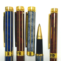 Stylo bille vintage en cuivre, édition limitée, style octogonal hexagonal, motif marbré, or 24 carats, 1,0 mm, bleu/rouge/vert/gris