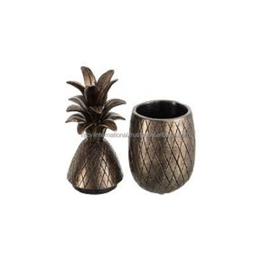 Seau à glace en acier inoxydable avec paille en forme d'ananas plaqué cuivre - Product Image 3