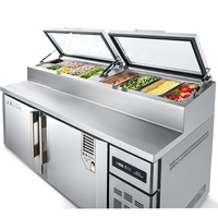 Refrigerador de mostrador para restaurante, banco de trabajo refrigerado, congelador para mostrador de pizzas, refrigerador para ensaladas, mesa de preparación de pizzas