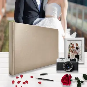 Album Supplier Custom A4 Landscape Linen Wedding Guest Book Scrap Book Foto Album 29.7x21cm